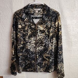 Christopher & Banks Black and Gold Paisley Blazer